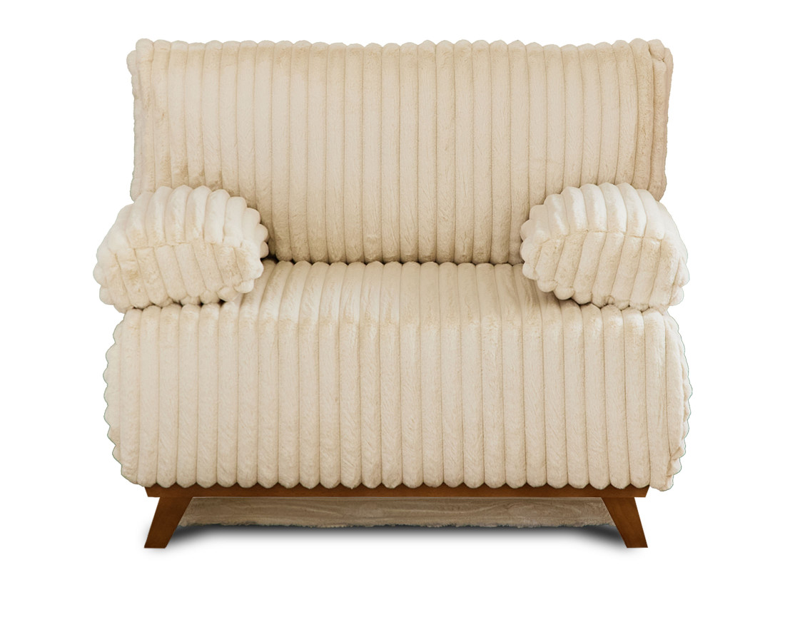 Fauteuil convertible avec coffre en fausse fourrure côtelée Cristal