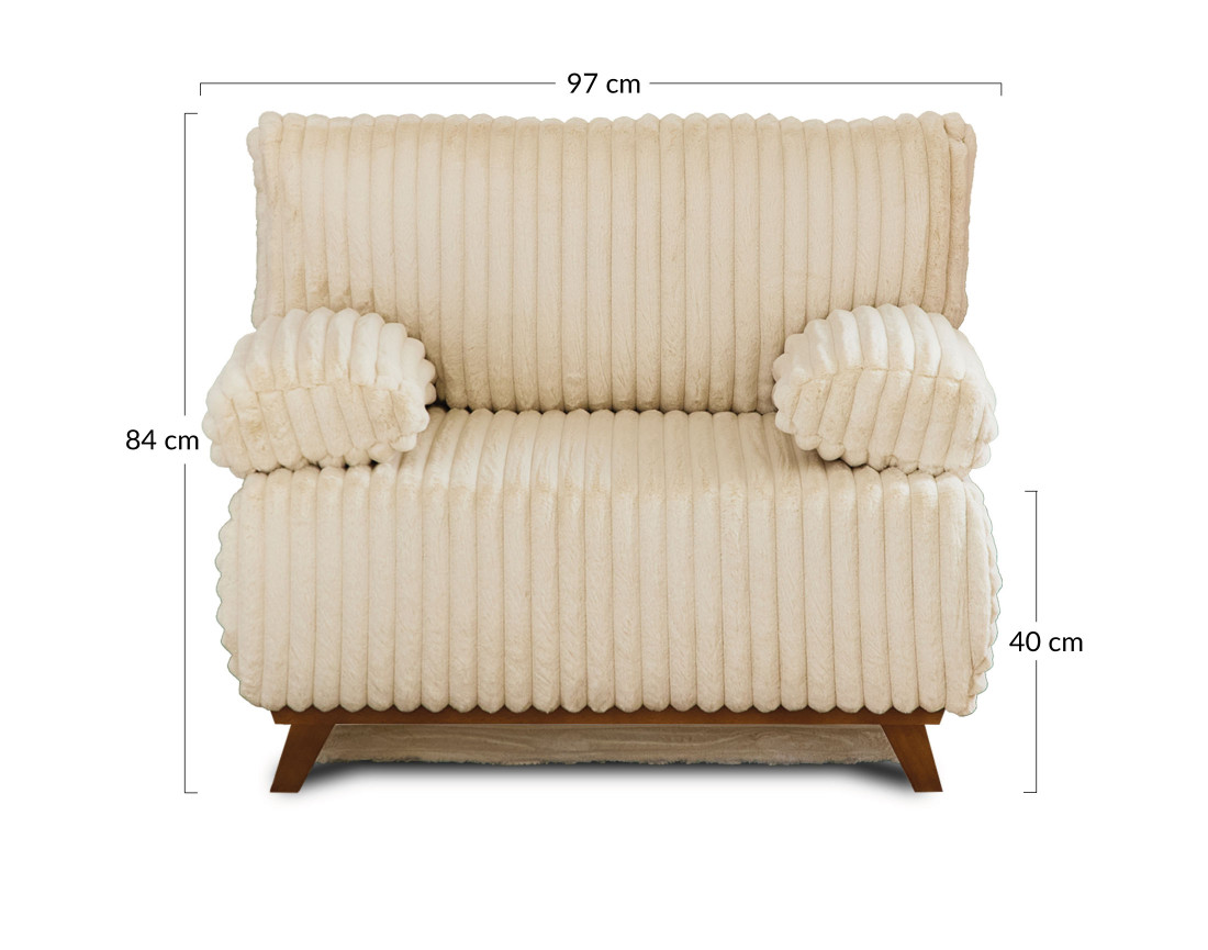 Fauteuil convertible avec coffre en fausse fourrure côtelée Cristal