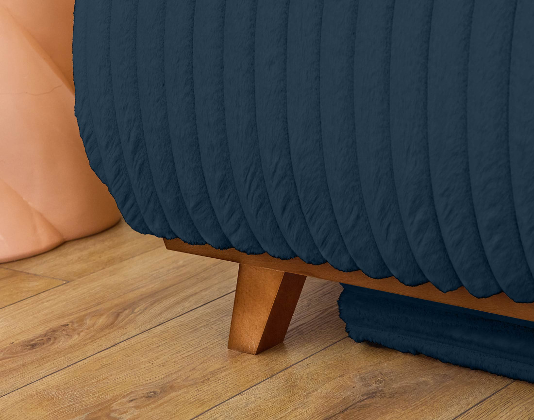 Canapé 3 places convertible avec coffre et pouf en fausse fourrure côtelée Cristal