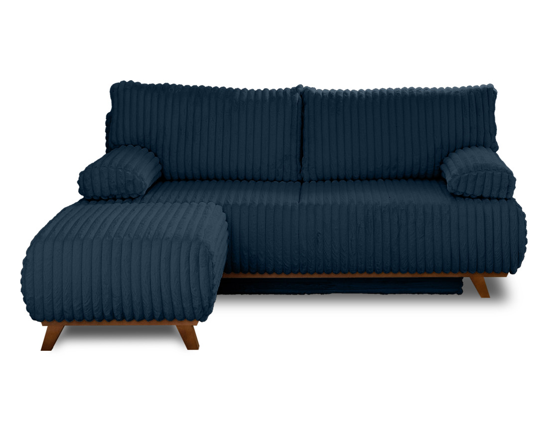 Canapé 3 places convertible avec coffre et pouf en fausse fourrure côtelée Cristal