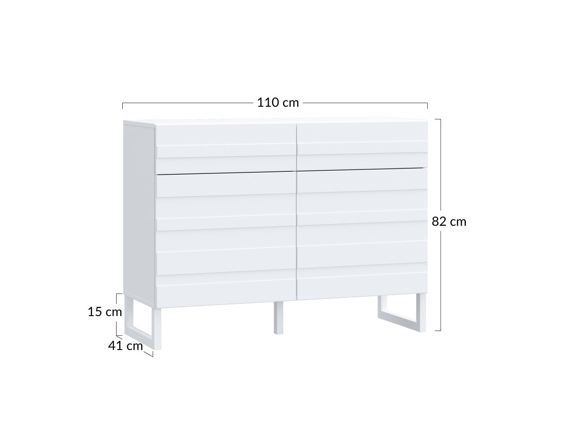 Buffet bas blanc 2 portes et 2 tiroirs 110 cm Sofia