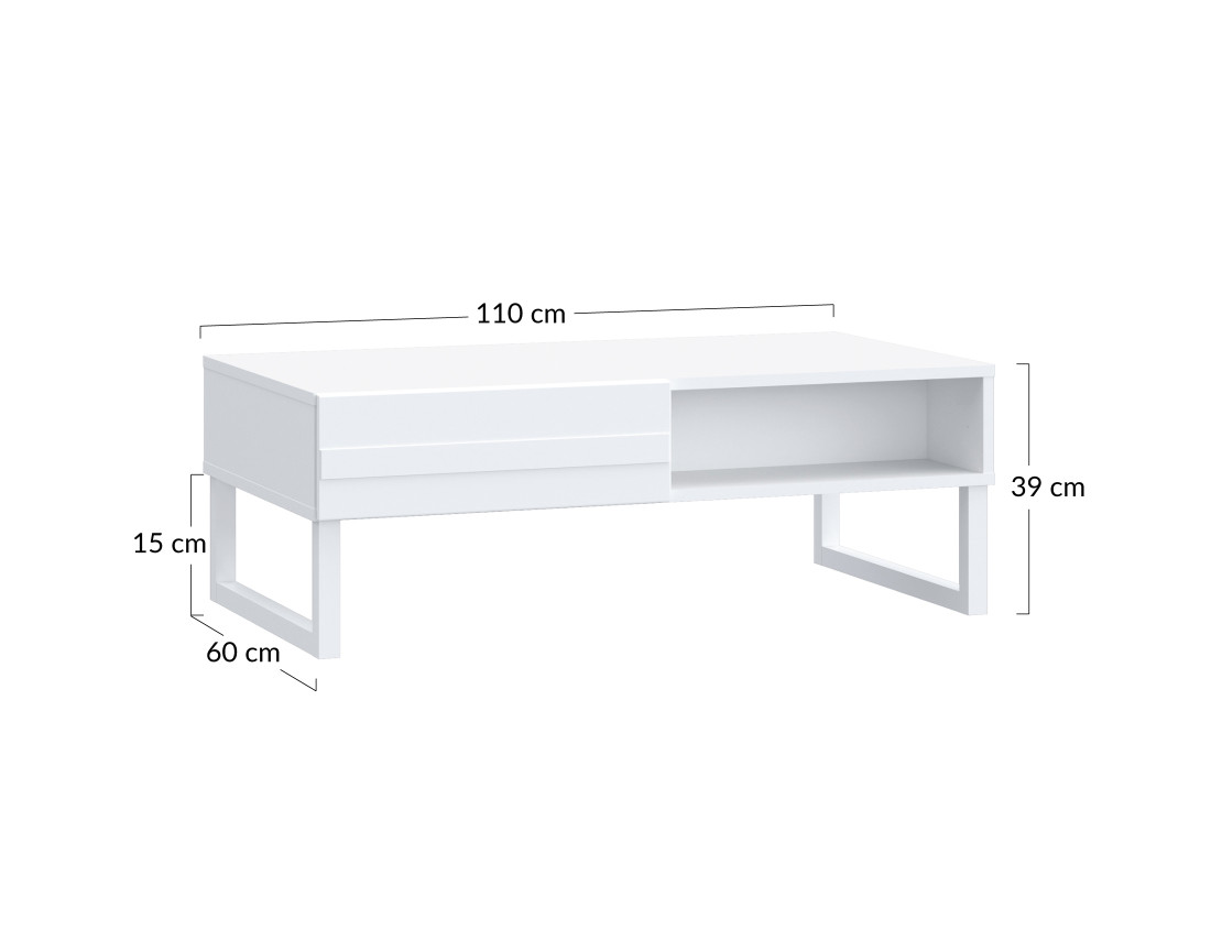 Table basse blanc 1 niche 110 cm Sofia