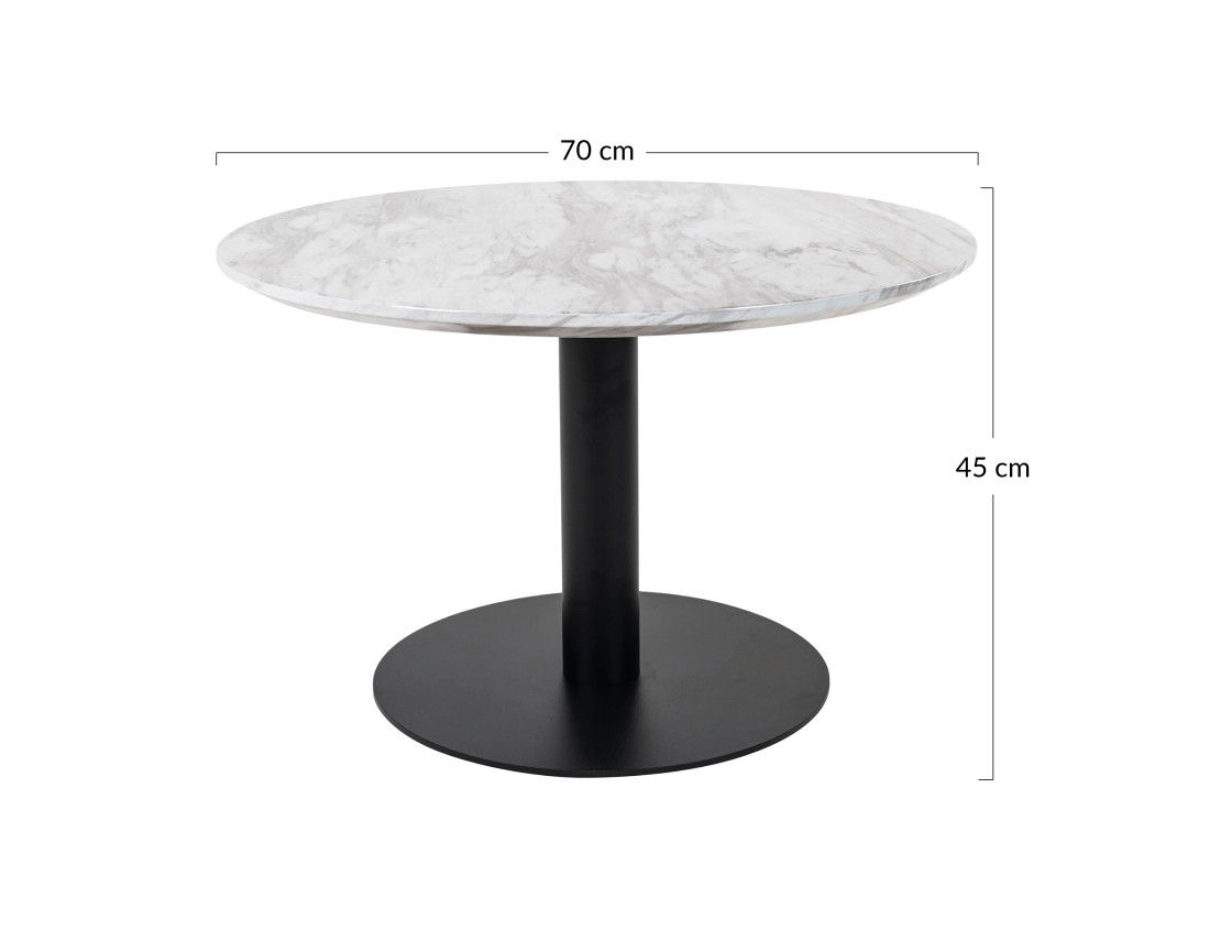 Table basse ronde effet marbre noir 70 cm Valverde