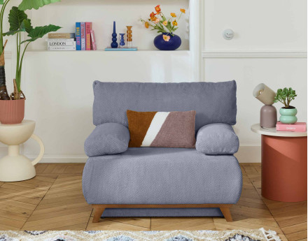 Fauteuil convertible avec coffre en velours texturé Cristal