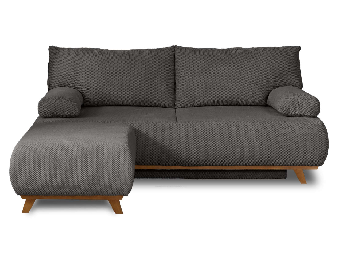 Canapé 3 places convertible avec coffre et pouf en velours texturé Cristal