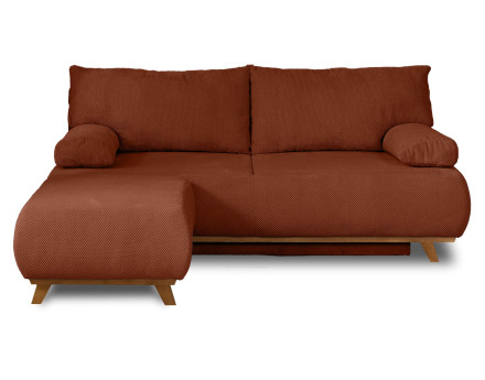 Canapé 3 places convertible avec coffre et pouf en velours texturé Cristal