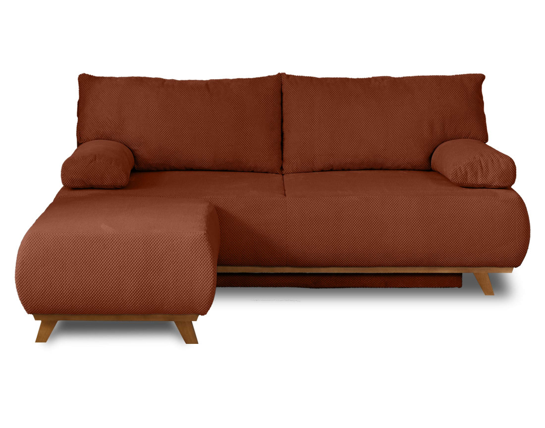 Canapé 3 places convertible avec coffre et pouf en velours texturé Cristal