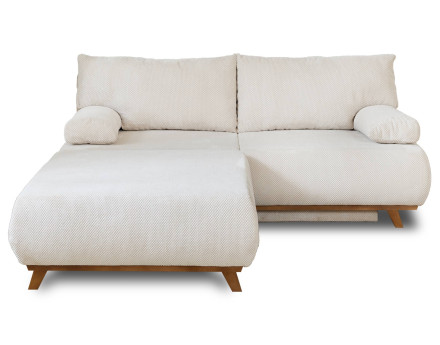 Canapé 3 places convertible avec coffre et grand pouf en velours texturé Cristal