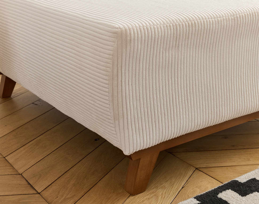 Pouf 95 cm en velours côtelé Cristal