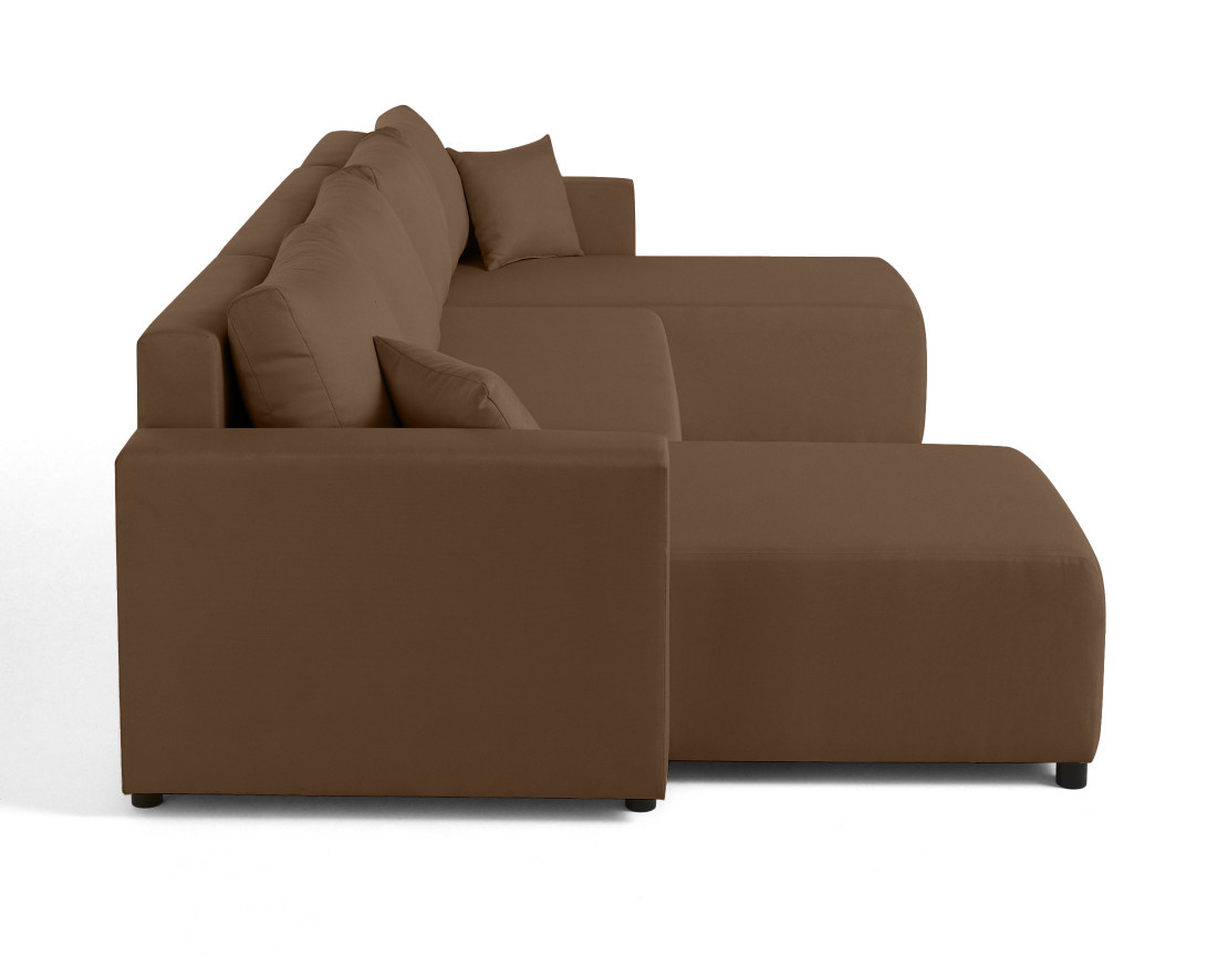 Canapé panoramique 7 places convertible avec coffre en tissu Regala