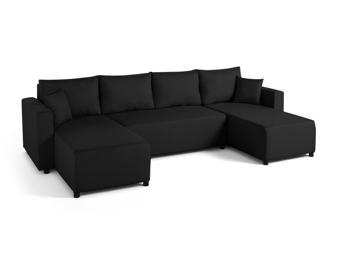 Canapé panoramique 7 places convertible avec coffre en tissu Regala