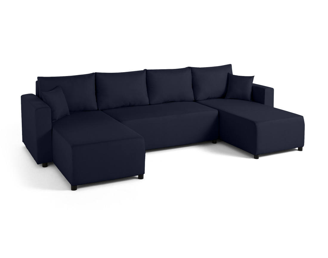 Canapé panoramique 7 places convertible avec coffre en tissu Regala