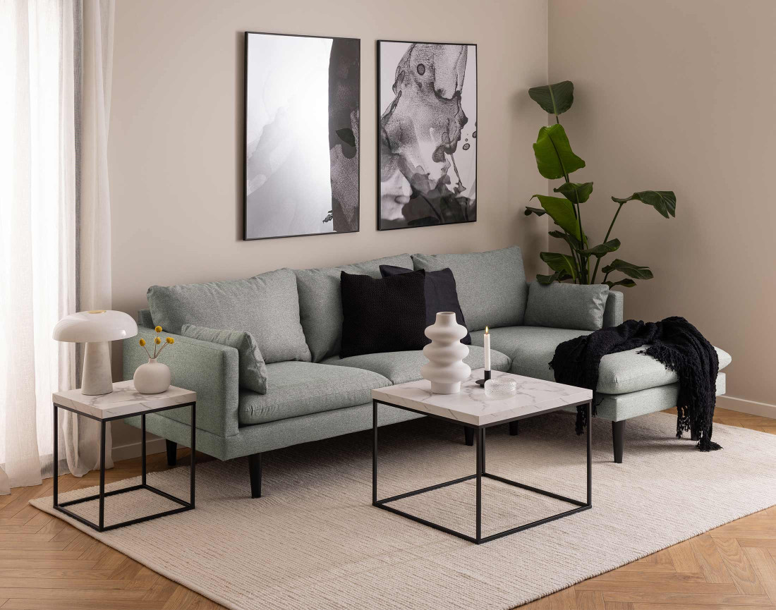 Table basse effet marbre blanc 60 cm Alamosa