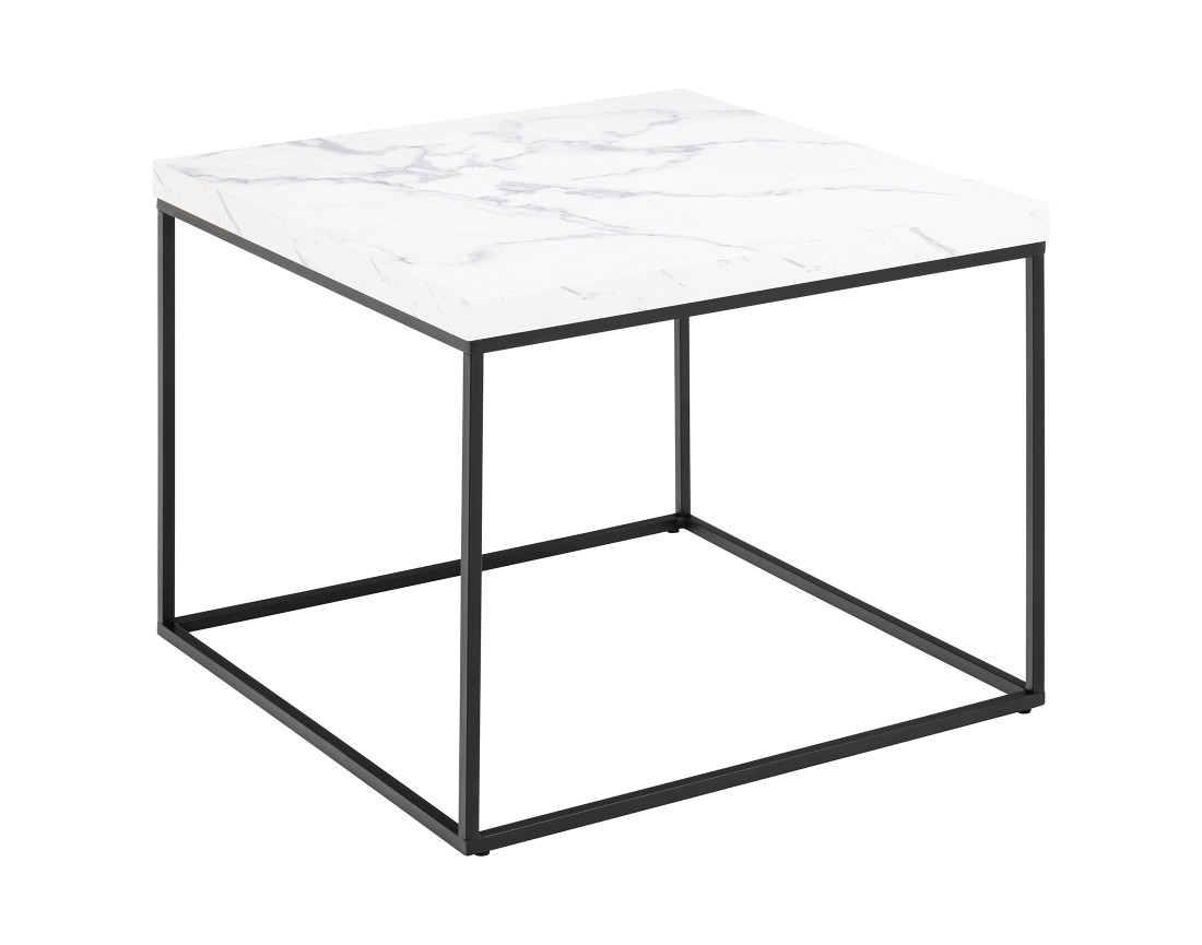 Table basse effet marbre blanc 60 cm Alamosa