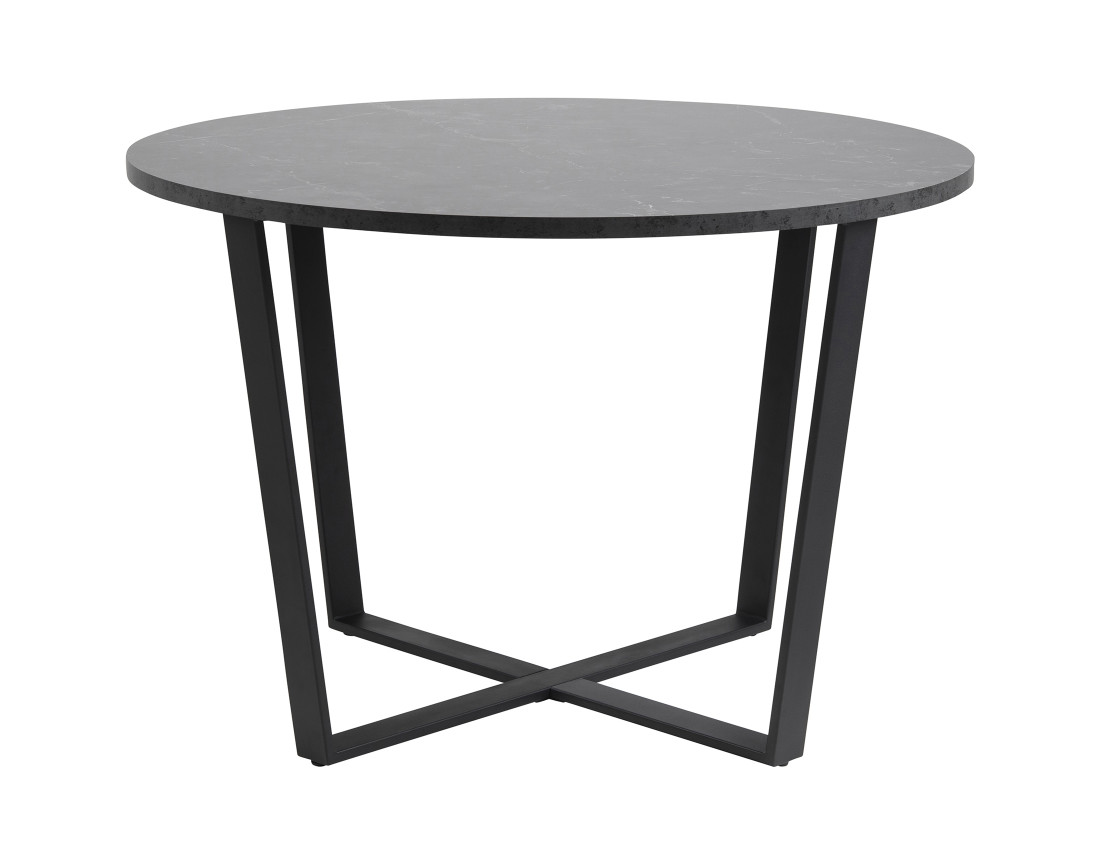 Table à manger ronde effet marbre noir 110 cm Aurora