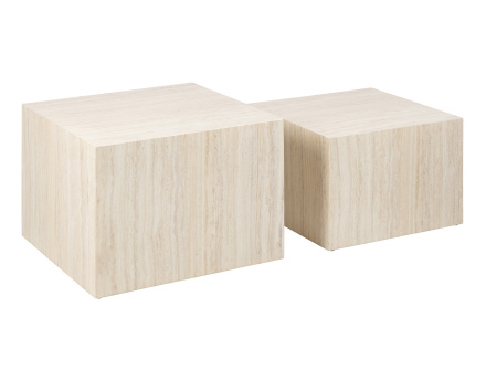 Lot de deux tables basses effet travertin 58 et 50 cm Pueblo