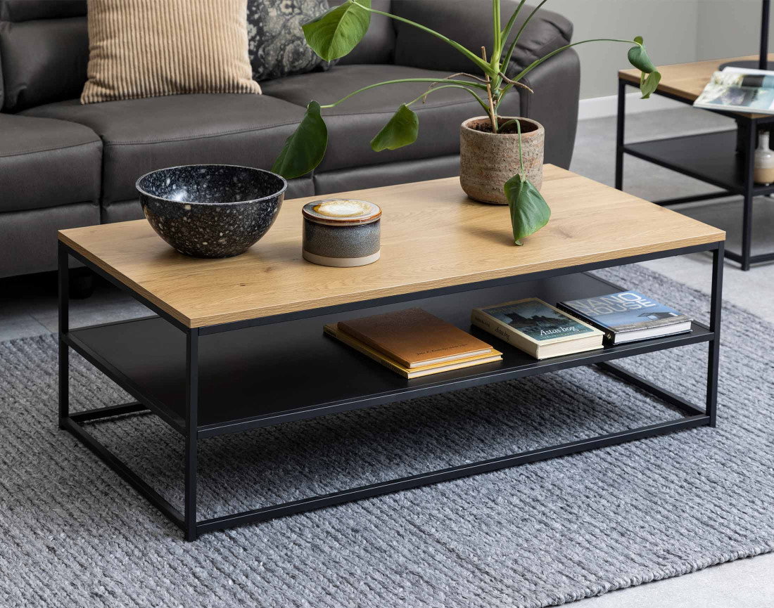 Table basse en bois et métal noir 120 cm Salida