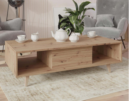 Table basse bois 2 niches 120cm Diego