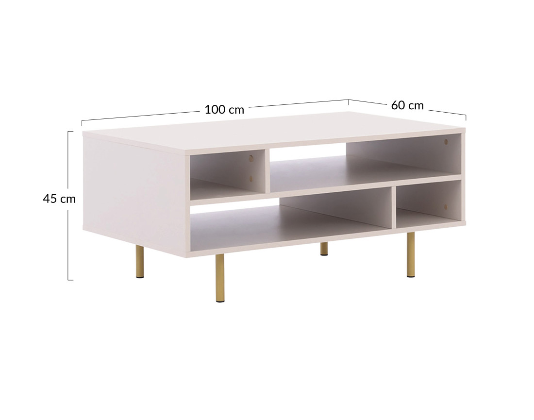 Table basse beige 5 niches 100cm Monica