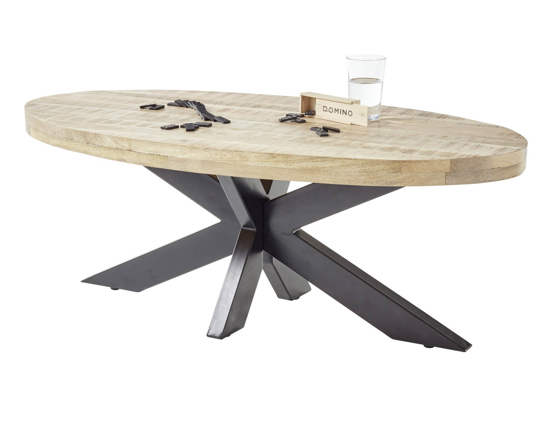Table basse bois et noir 120cm Manzanilla