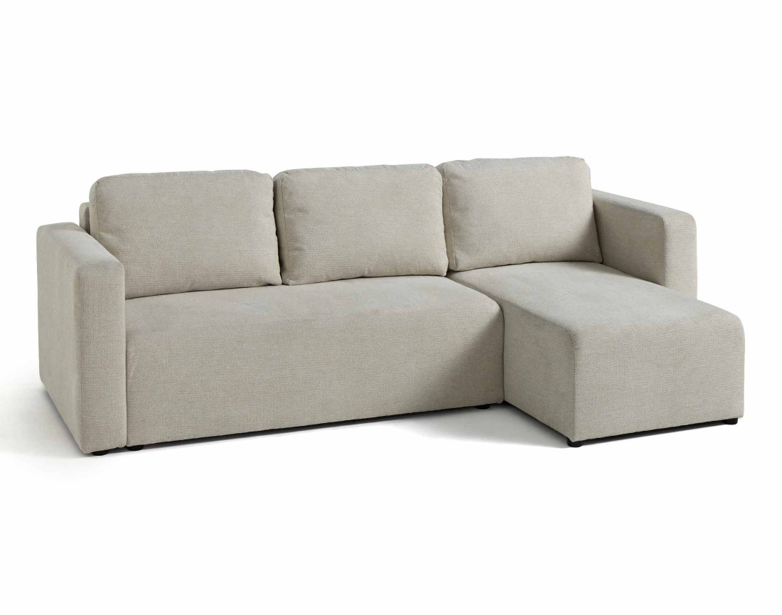 Canapé d'angle réversible 4 places convertible avec coffre en tissu texturé Canopy