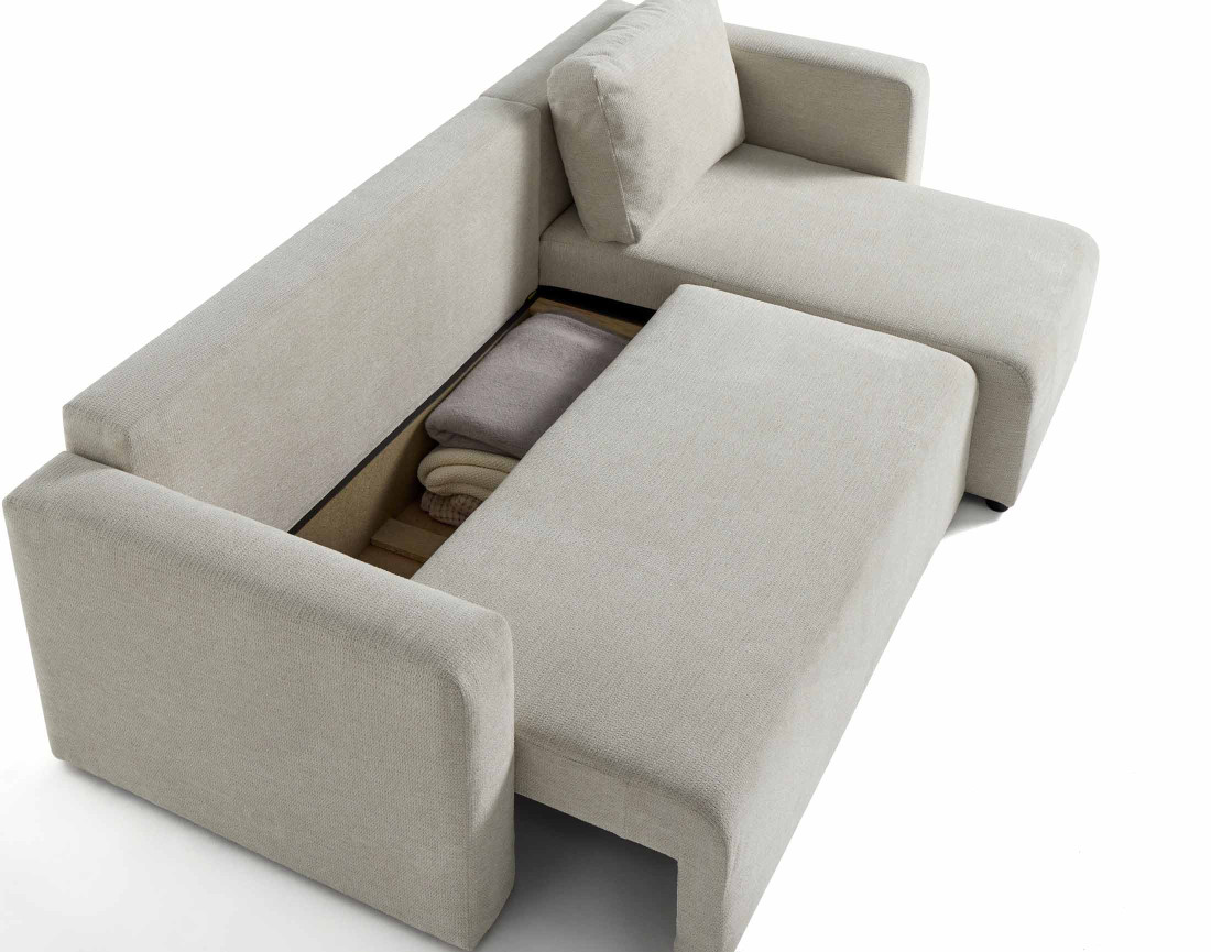 Canapé d'angle réversible 4 places convertible avec coffre en tissu texturé Canopy