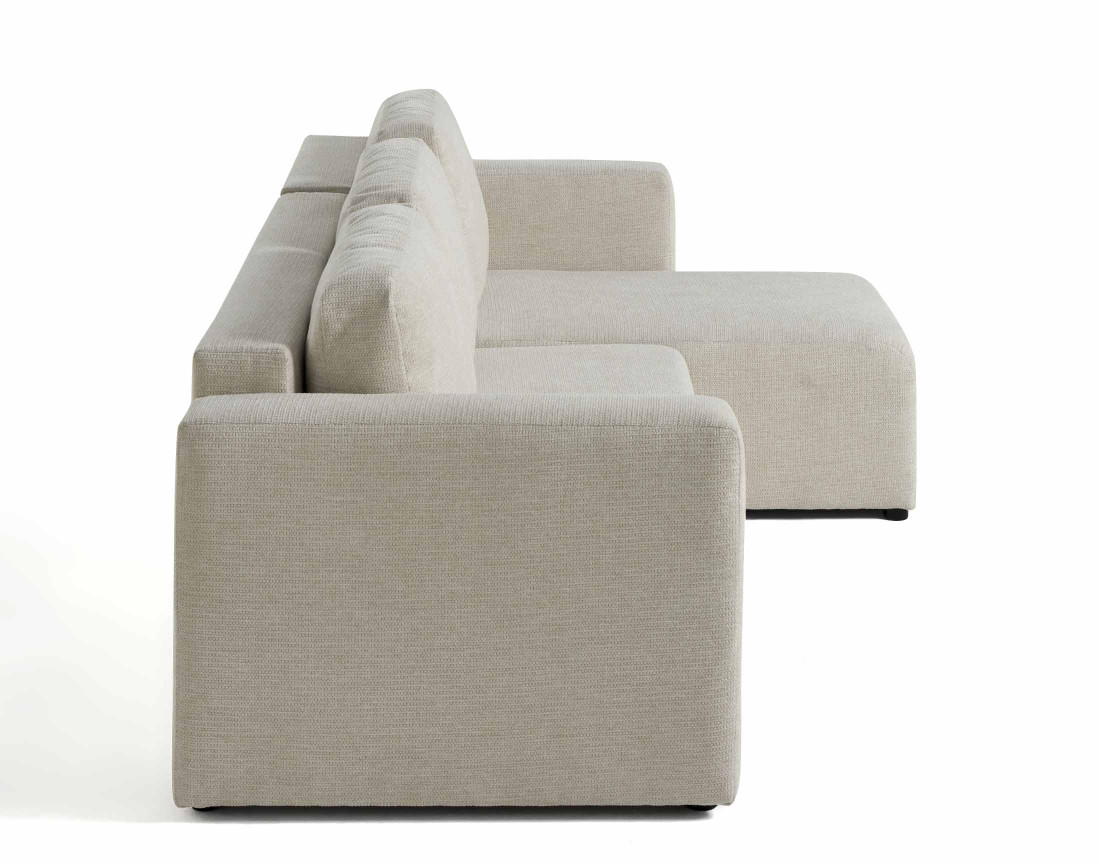 Canapé d'angle réversible 4 places convertible avec coffre en tissu texturé Canopy