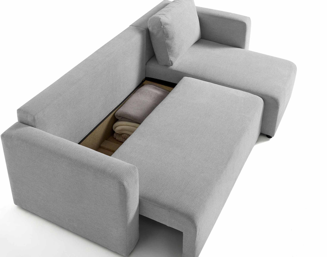 Canapé d'angle réversible 4 places convertible avec coffre en tissu texturé Canopy