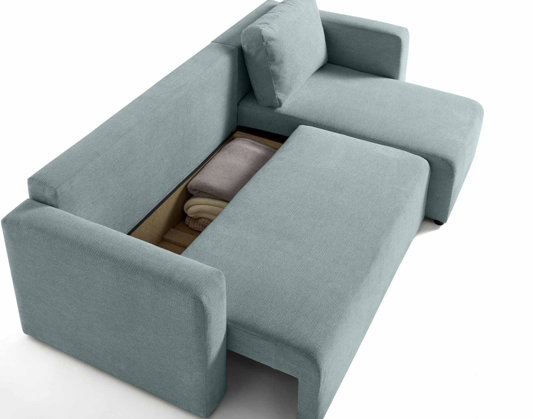 Canapé d'angle réversible 4 places convertible avec coffre en tissu texturé Canopy