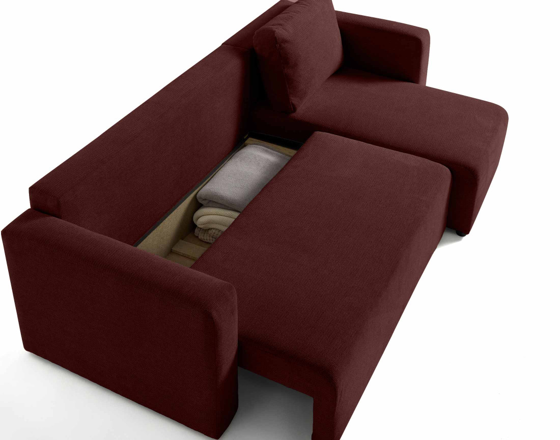 Canapé d'angle réversible 4 places convertible avec coffre en tissu texturé Canopy