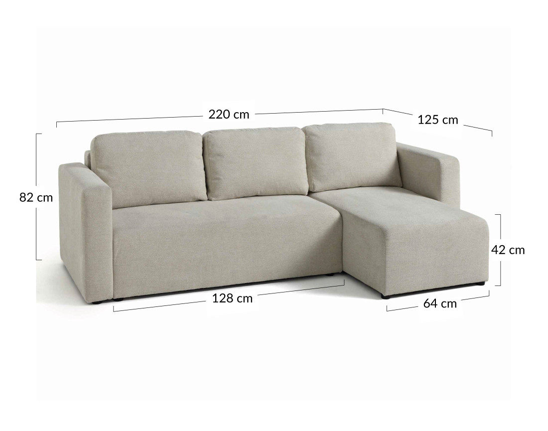 Canapé d'angle réversible 4 places convertible avec coffre en tissu texturé Canopy