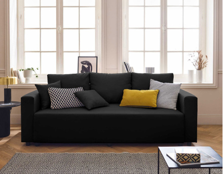 Canapé 3 places convertible avec coffre en tissu Regala