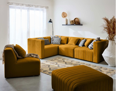 Module d'assise droit en velours Nova