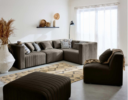 Module d'assise gauche en velours Nova