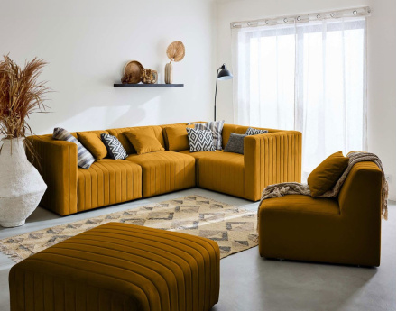 Module d'assise gauche en velours Nova