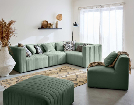 Module d'assise gauche en velours Nova