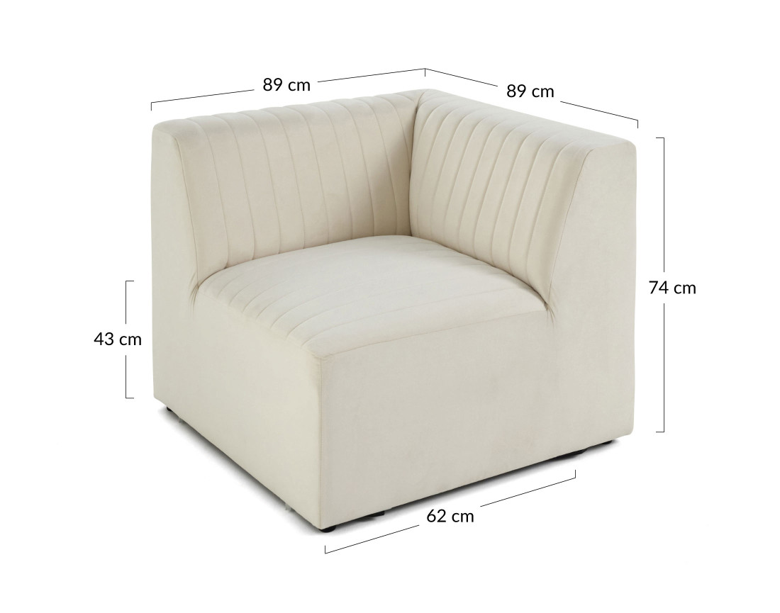 Module d'assise d'angle réversible en velours Nova