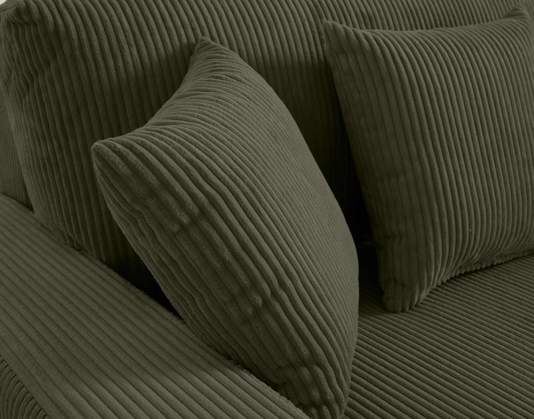 Canapé panoramique en U 7 places convertible avec coffre en velours côtelé Pivoine