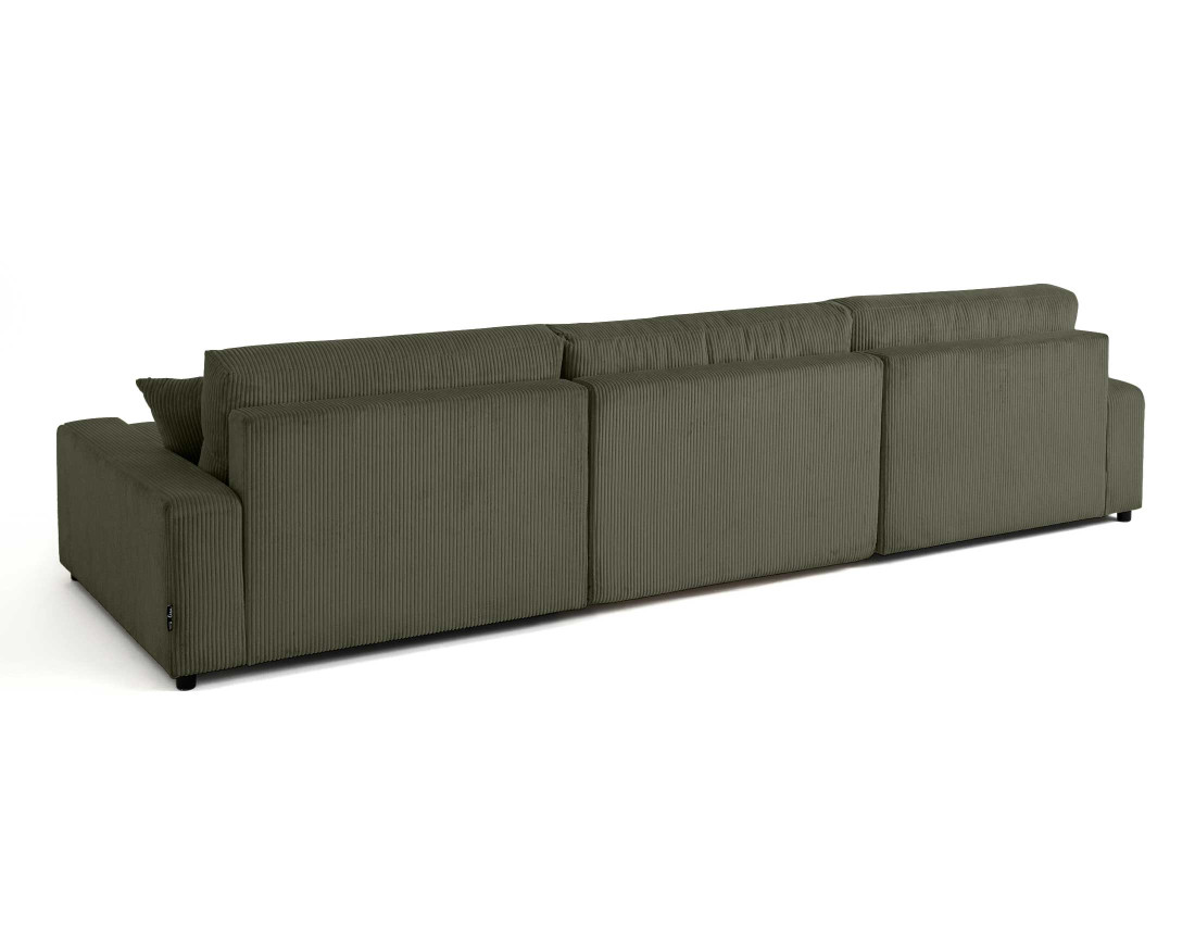 Canapé panoramique en U 7 places convertible avec coffre en velours côtelé Pivoine