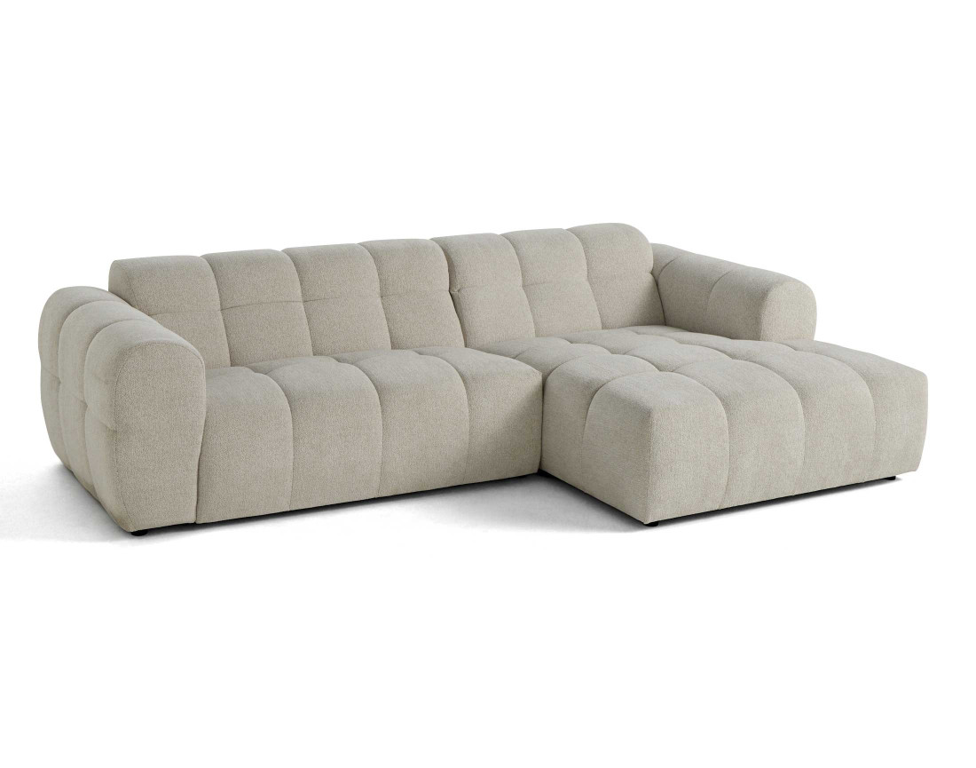 Canapé d'angle droit 4 places en tissu texturé Ray