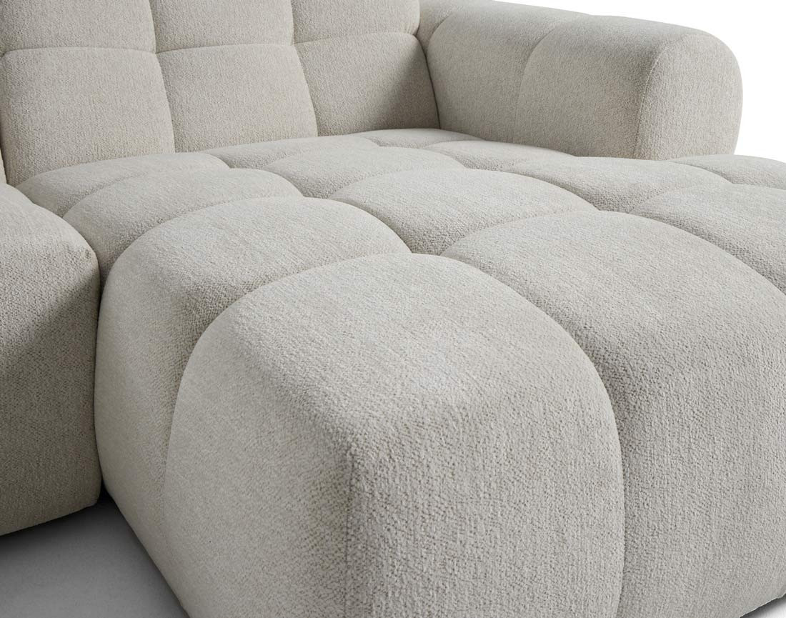 Canapé d'angle droit 4 places en tissu texturé Ray