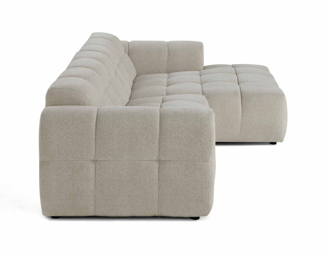 Canapé d'angle droit 4 places en tissu texturé Ray