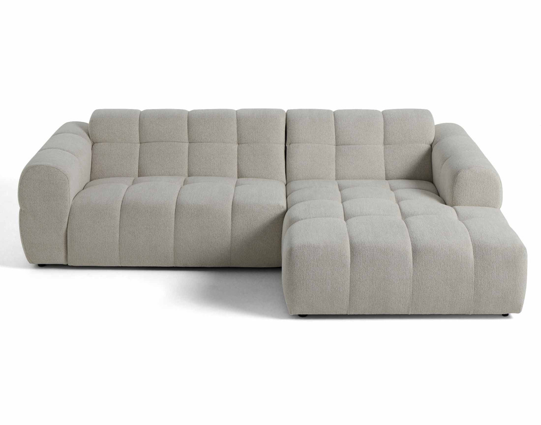 Canapé d'angle droit 4 places en tissu texturé Ray