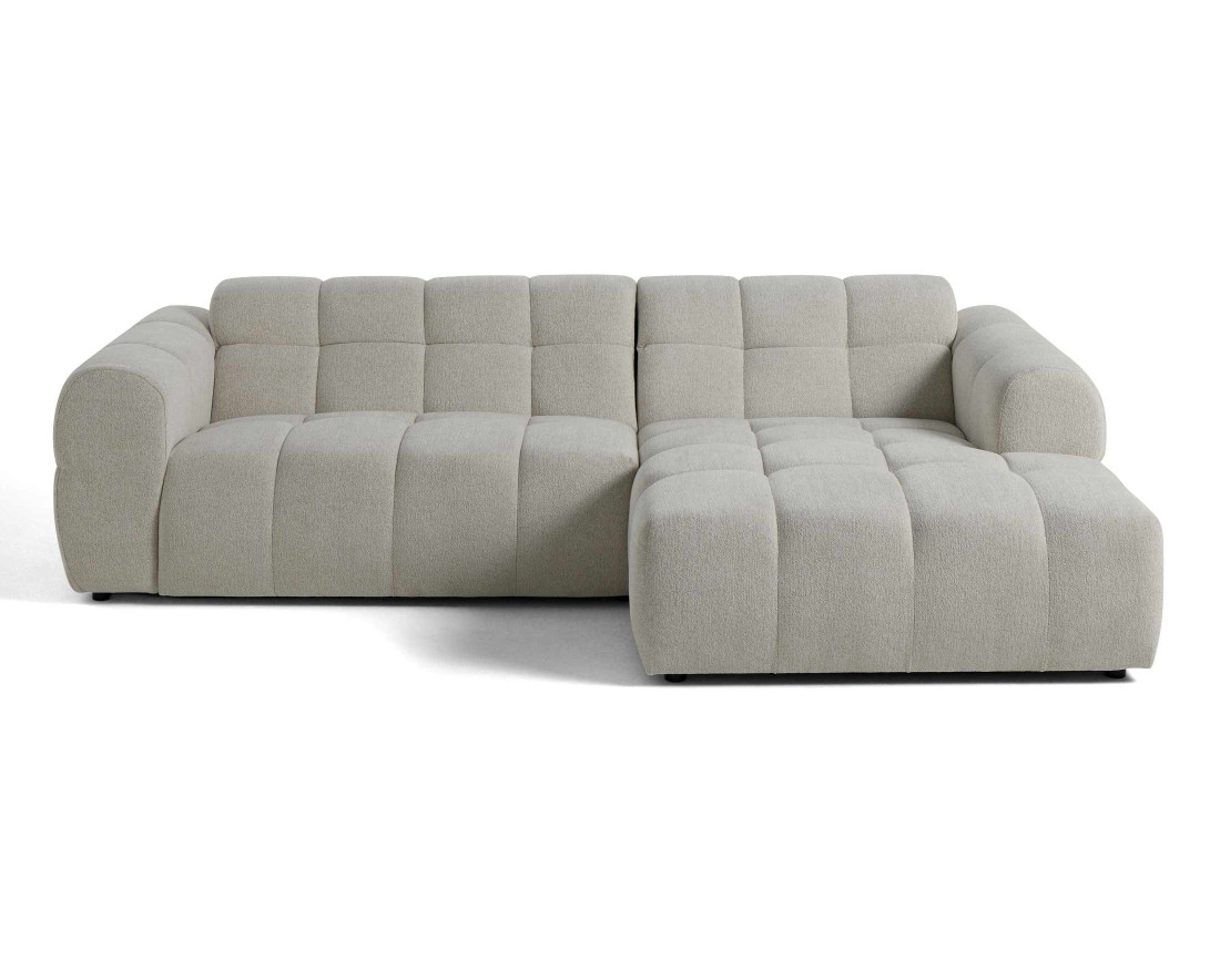 Canapé d'angle droit 4 places en tissu texturé Ray