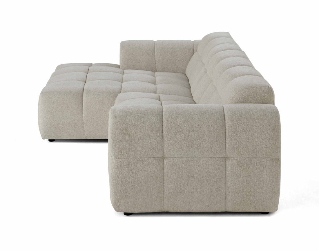 Canapé d'angle gauche 4 places en tissu texturé