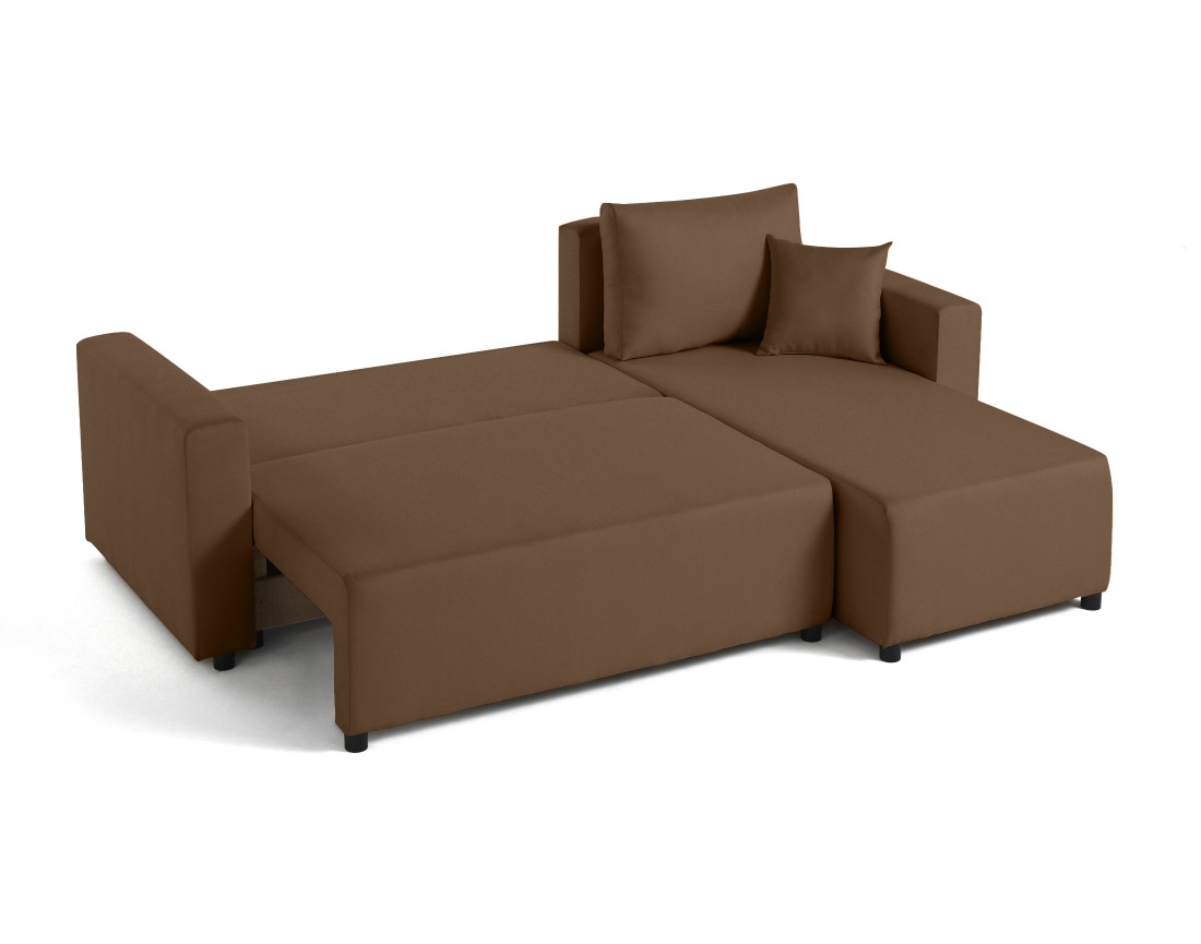 Canapé d'angle réversible 4 places convertible avec coffre en tissu Regala