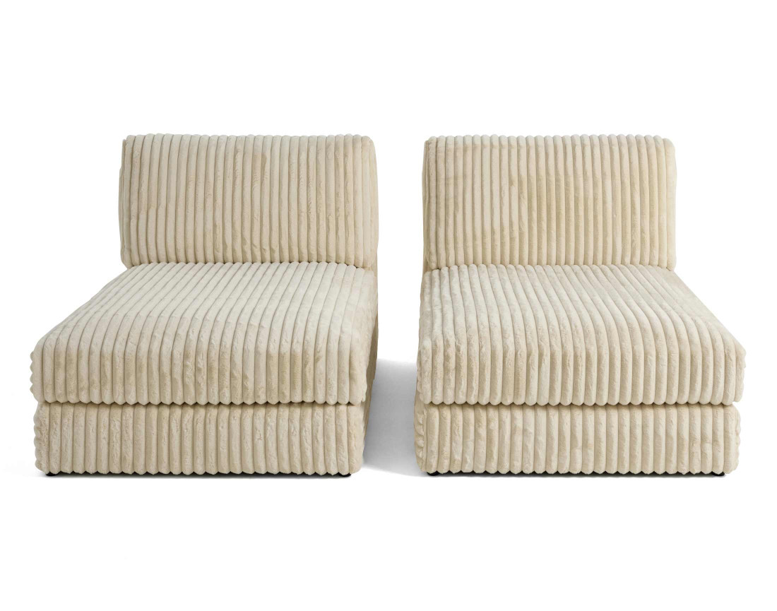 Canapé modulable 3 places en fausse fourrure côtelée Jasper