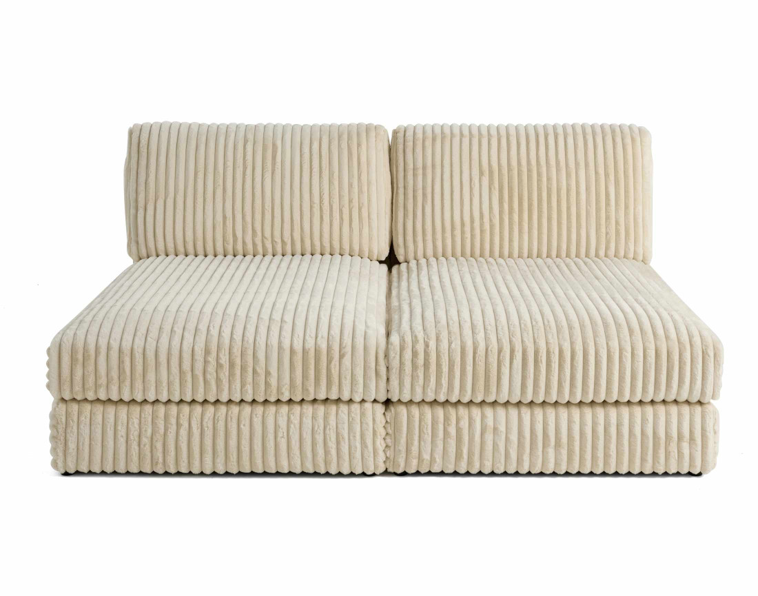 Canapé modulable 3 places en fausse fourrure côtelée Jasper