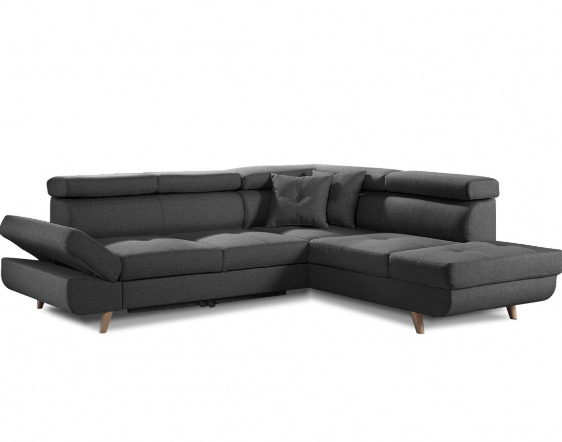 Linea - Canapé d'angle droit convertible scandinave - L 252 x P 190cm