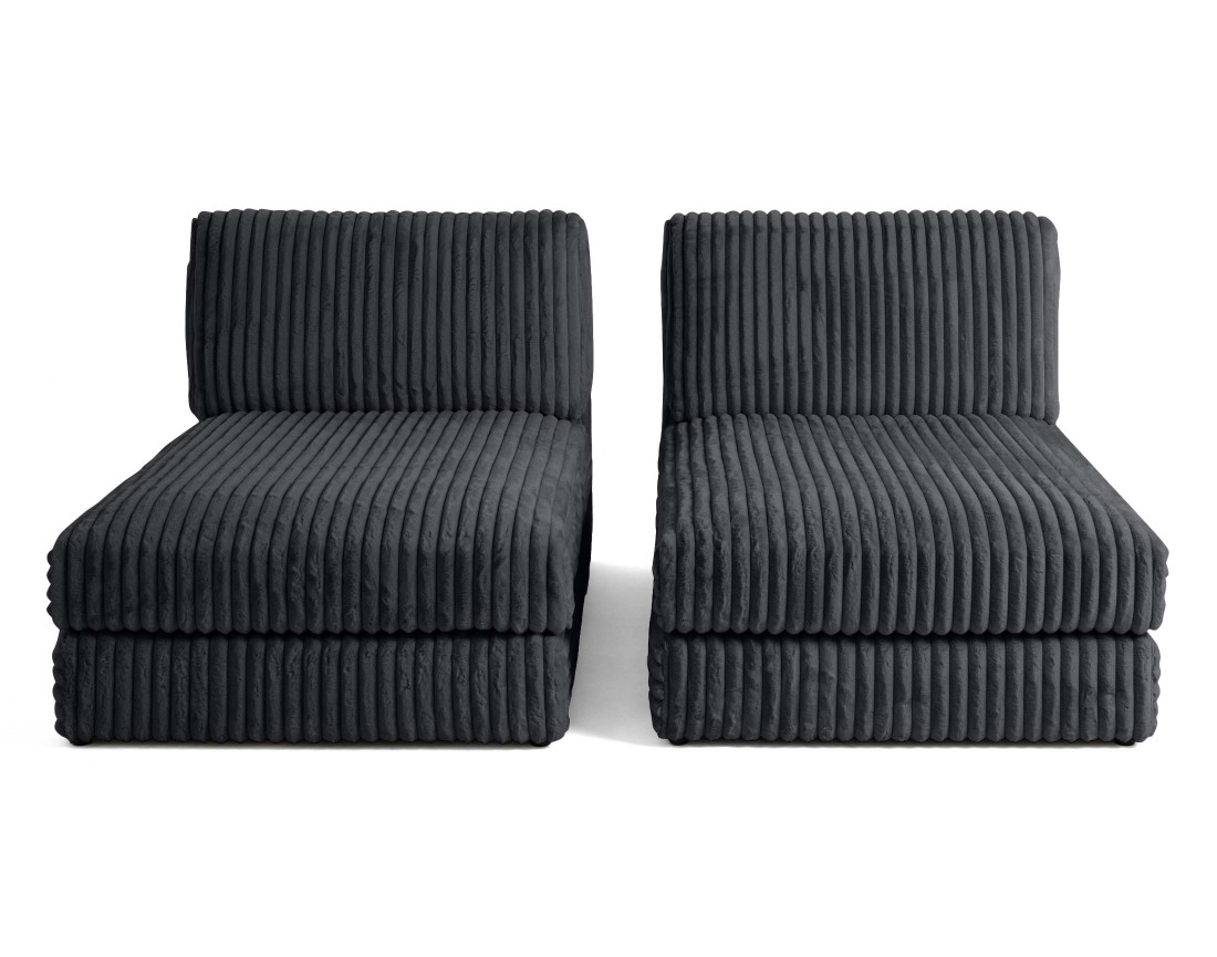 Canapé modulable 3 places en fausse fourrure côtelée Jasper